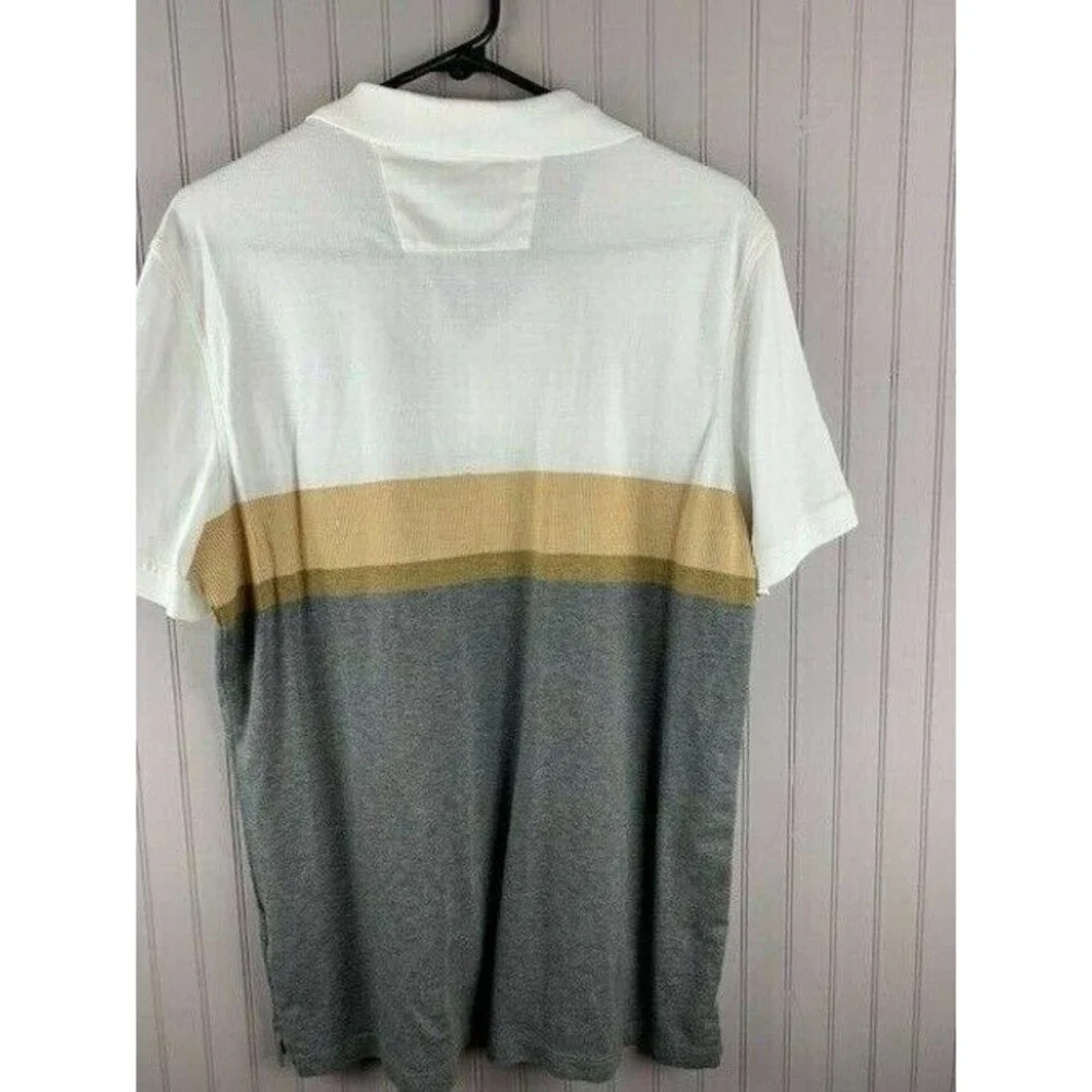 Banana Republic Size L Mens Polo Shirt Short Sleeve Gray Multi Luxury Touch
